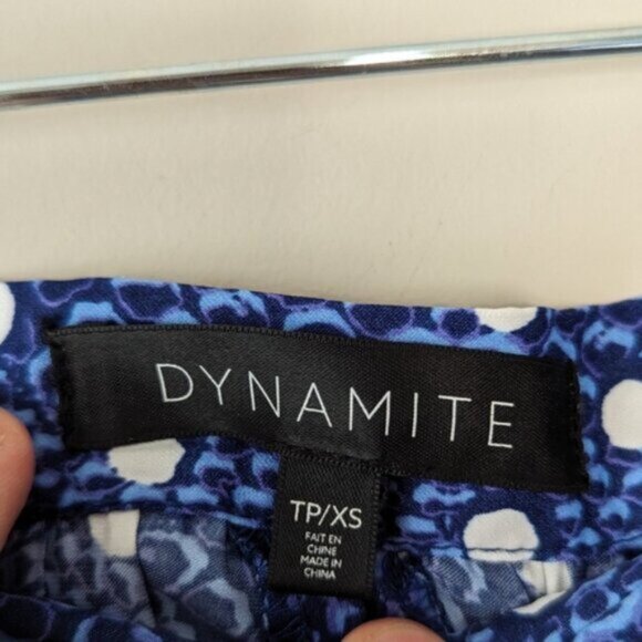 Dynamite blue and white polka dot maxi skirt with wrap slit - Picture 7 of 7